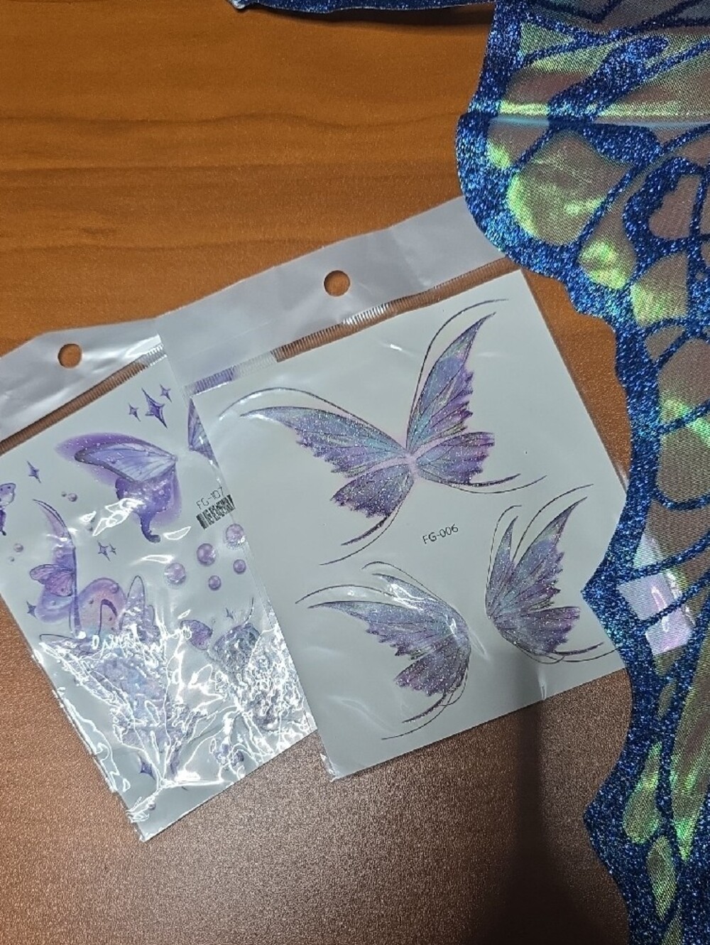 Blue Iridescent Fairy Wings Costume Set - Picture 2 of 11